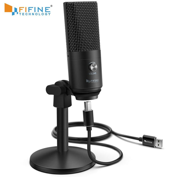 Fifine microfone usb para computador portátil e computadores para gravação de streaming