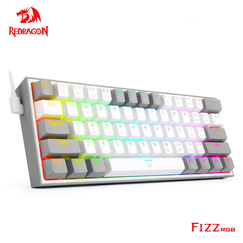 REDRAGON Fizz K617 RGB Mini USB Teclado Com Fio, Teclado Gaming Mecânico Interruptor Vermelho 61, Chave Gamer para PC, Computador Portátil.