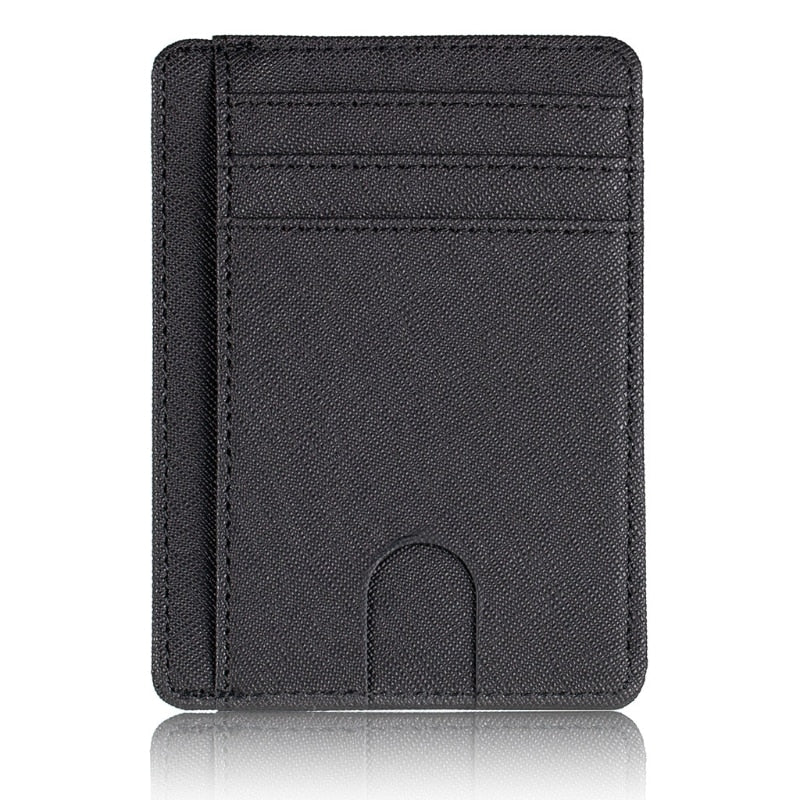 Thinkthendo carteira de couro com bloqueio rfid, fina, porta-cartão de crédito, identidade, carteira para dinheiro, para homens e mulheres