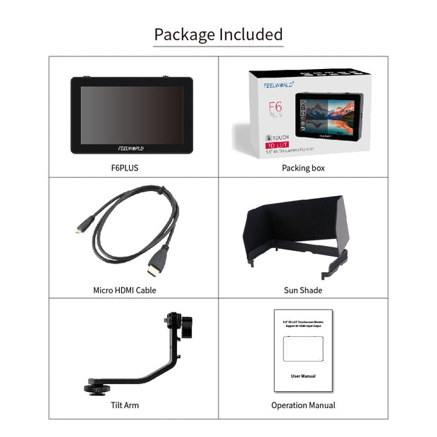 Feelworld f6 plus v2 6 Polegada câmera dslr campo monitor 3d lut tela