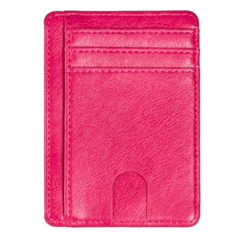 Thinkthendo carteira de couro com bloqueio rfid, fina, porta-cartão de crédito, identidade, carteira para dinheiro, para homens e mulheres