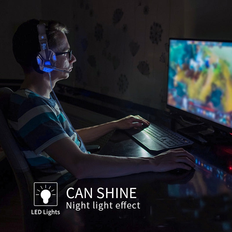 fone gamer Profissional auriculares gamer luz led gaming fones de ouvido gamer para computador ps4 ajustável