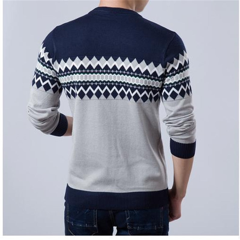 2023 nova marca de moda outono casual camisola o pescoço fino ajuste tricô dos homens listrado suéteres & pullovers masculino pulôver xxl