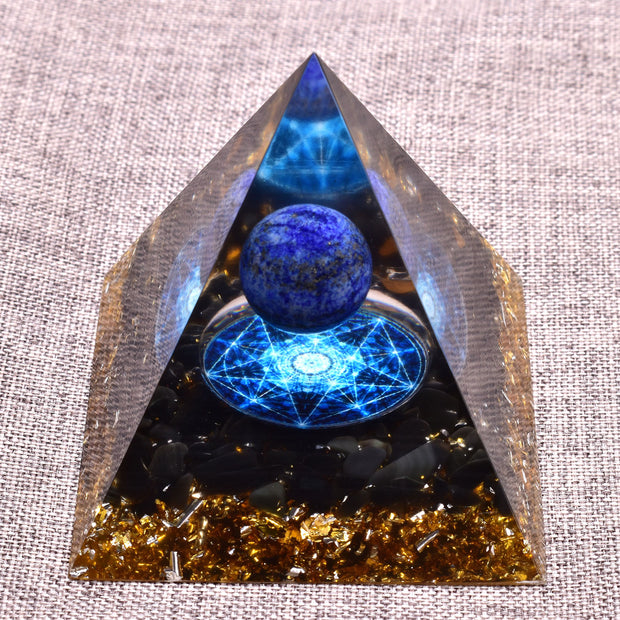6cm orgone pirâmide obsidiana e lapis lazuli cura cristal energia