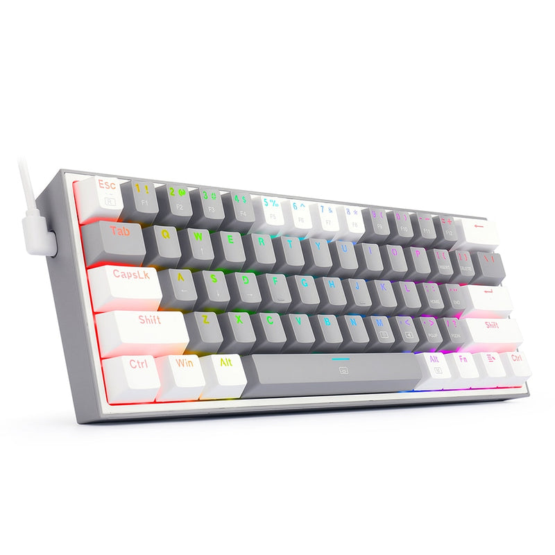 REDRAGON Fizz K617 RGB Mini USB Teclado Com Fio, Teclado Gaming Mecânico Interruptor Vermelho 61, Chave Gamer para PC, Computador Portátil.