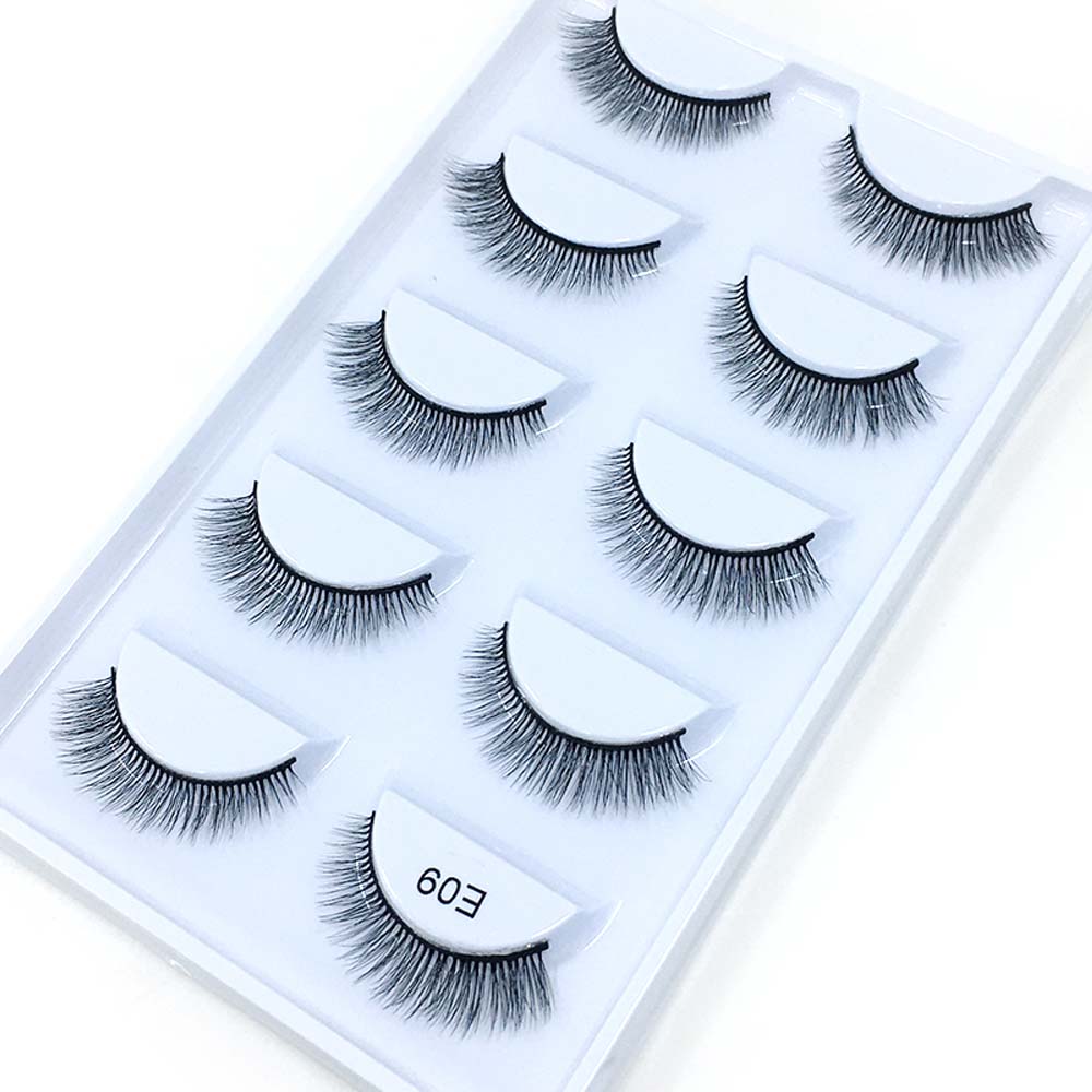 Novo 5 pares artesanal 3d vison cílios curtos cílios postiços cruz desarrumado densa natural cílios de olho estágio maquiagem cílios postiços