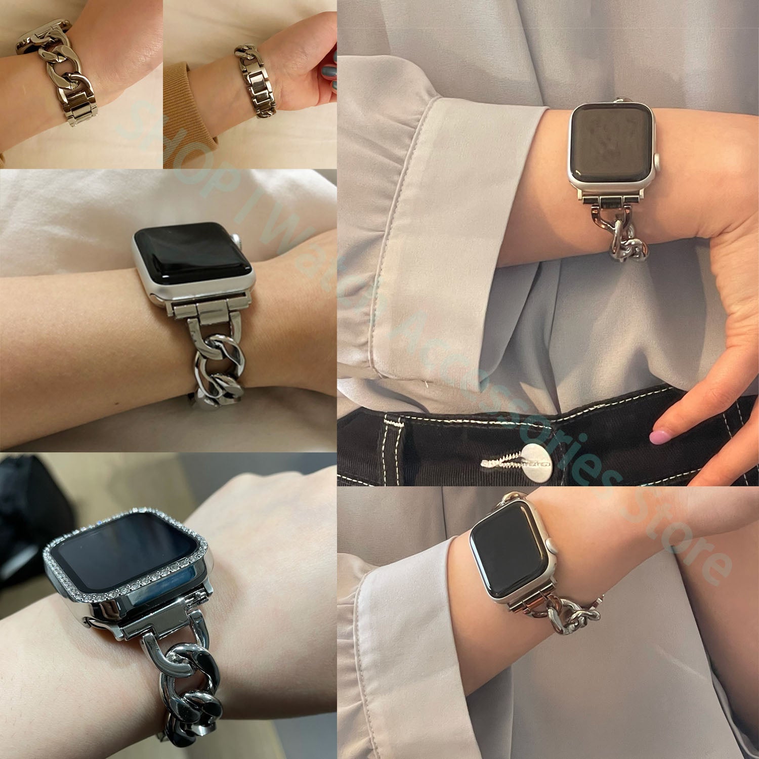 Pulseira feminina de aço inoxidável para apple watch