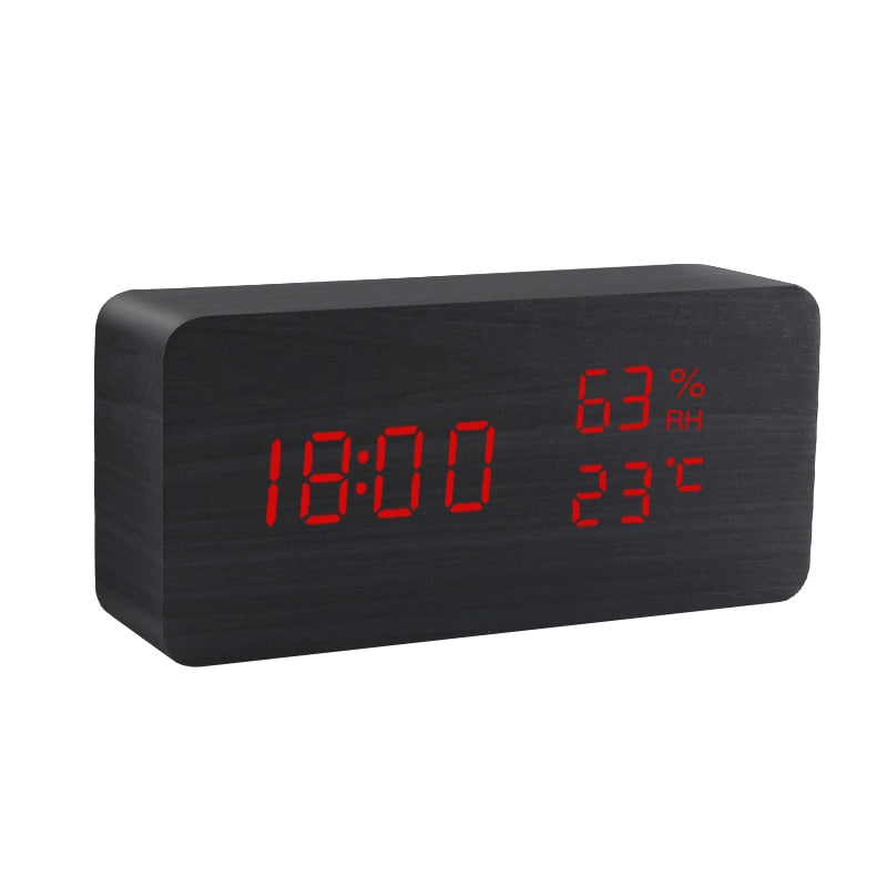 Despertador Led de Madeira
