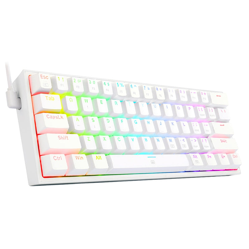 REDRAGON Fizz K617 RGB Mini USB Teclado Com Fio, Teclado Gaming Mecânico Interruptor Vermelho 61, Chave Gamer para PC, Computador Portátil.