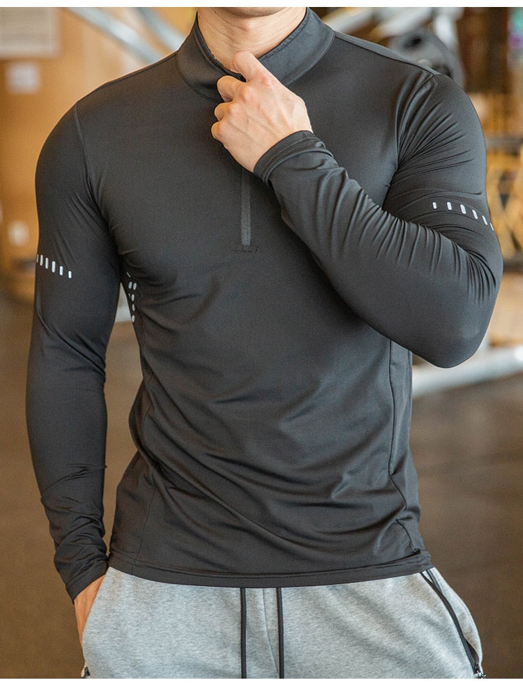 camiseta de fitness apertado manga longa camisa esporte treinamento ginásio jogging sportswear de secagem rápida