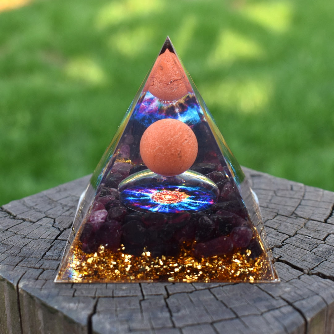 6cm orgone pirâmide obsidiana e lapis lazuli cura cristal energia