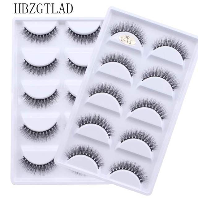 Novo 5 pares artesanal 3d vison cílios curtos cílios postiços cruz desarrumado densa natural cílios de olho estágio maquiagem cílios postiços