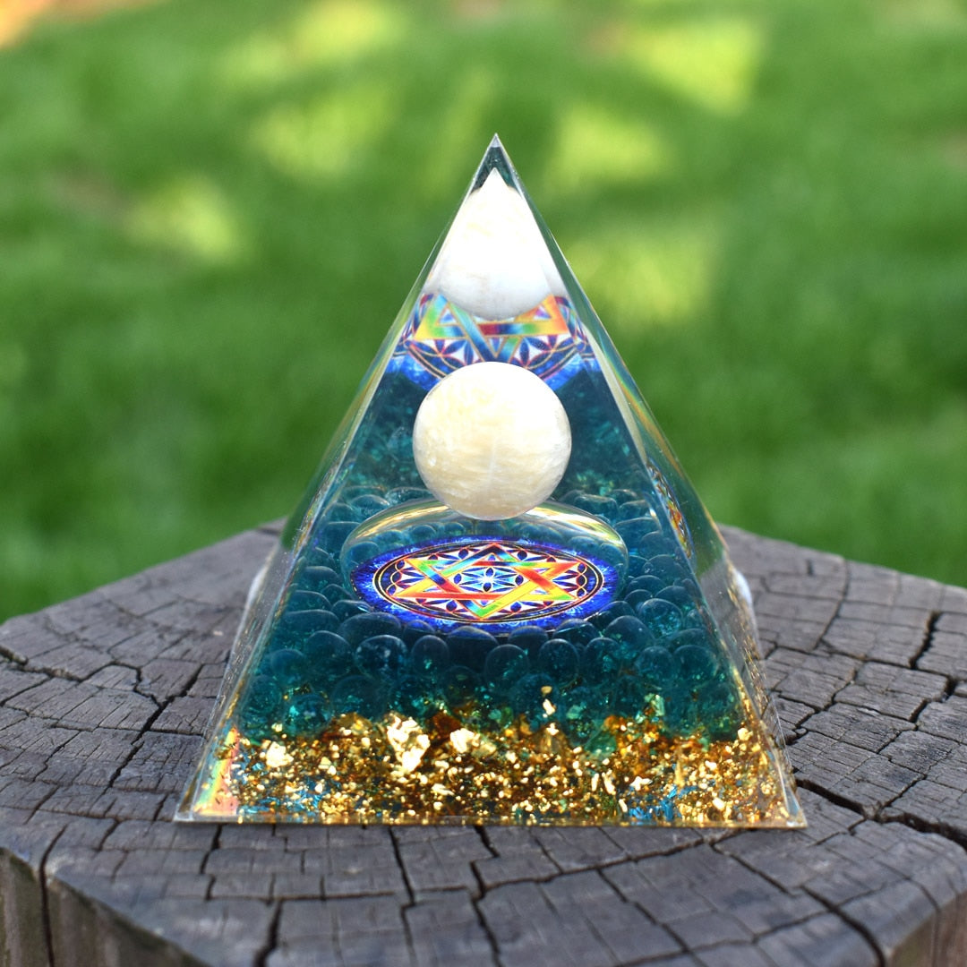 6cm orgone pirâmide obsidiana e lapis lazuli cura cristal energia