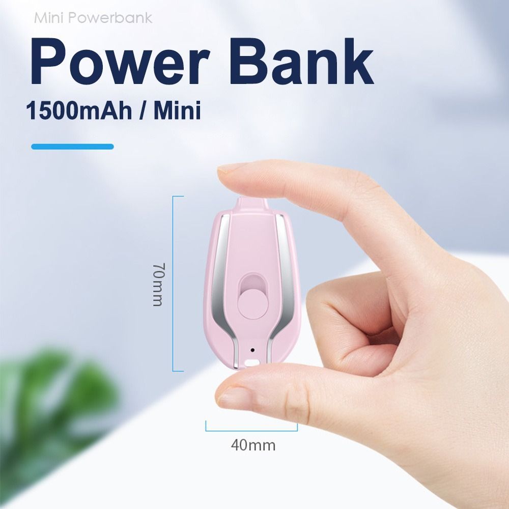 Carregador de porta-chaves portátil | 1500mah tipo-c ultra-compacto mini bateria