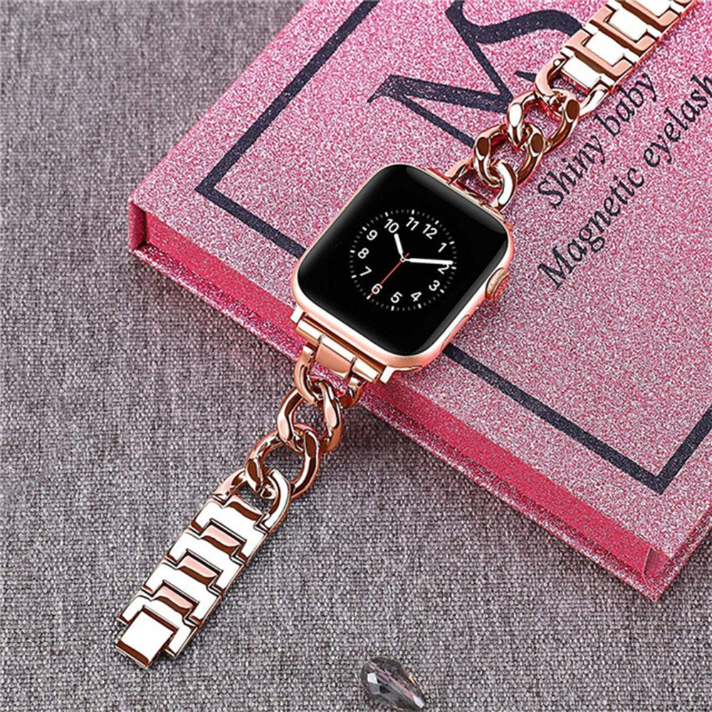 Pulseira feminina de aço inoxidável para apple watch