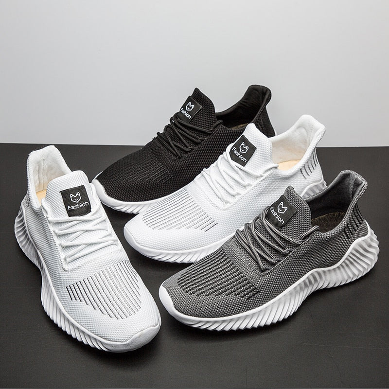 sapatos respirável malha branca tênis masculino