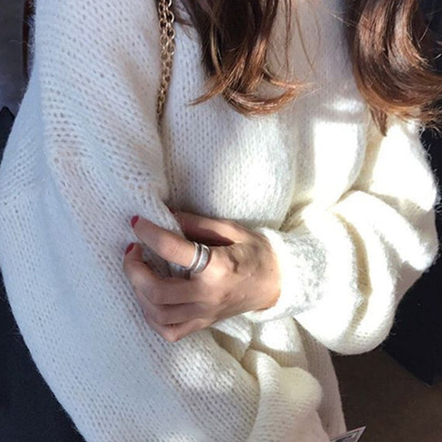 Blusa de frio feminina, blusa confortável para inverno tricô manga longa