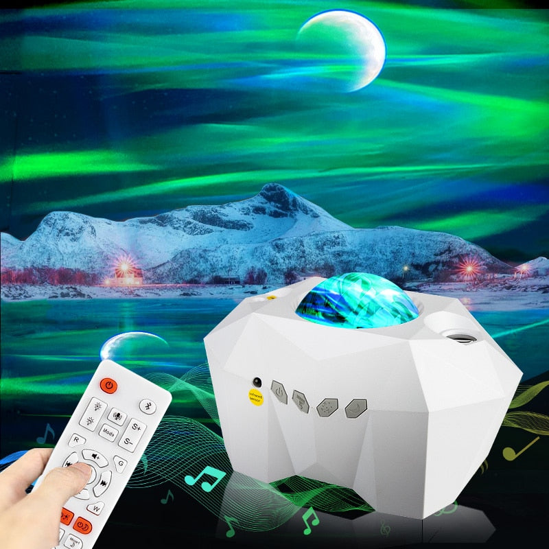Led Aurora Borealis Stimmung Galaxy Projektor Starry Sky Musik Mond Nebel Projektion Schlafzimmer Dekoration Laser Atmosphäre Nacht Licht