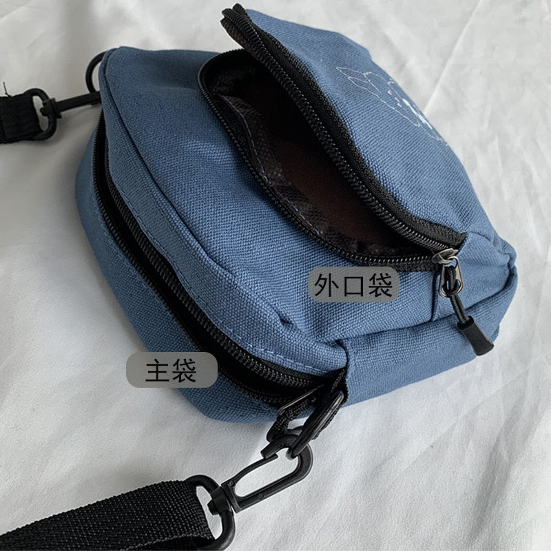 Bonito coelho lona feminina pequena crossbody