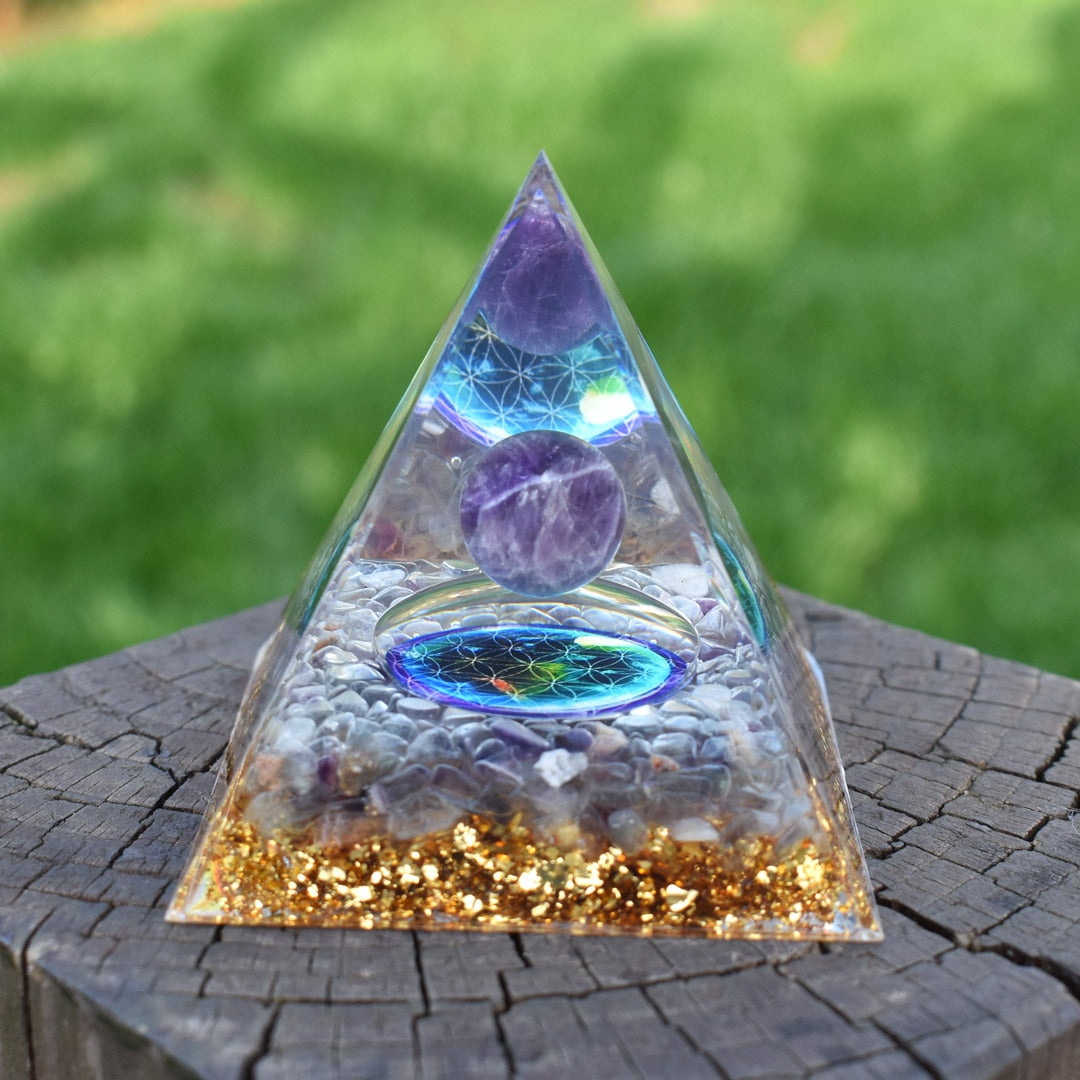 6cm orgone pirâmide obsidiana e lapis lazuli cura cristal energia