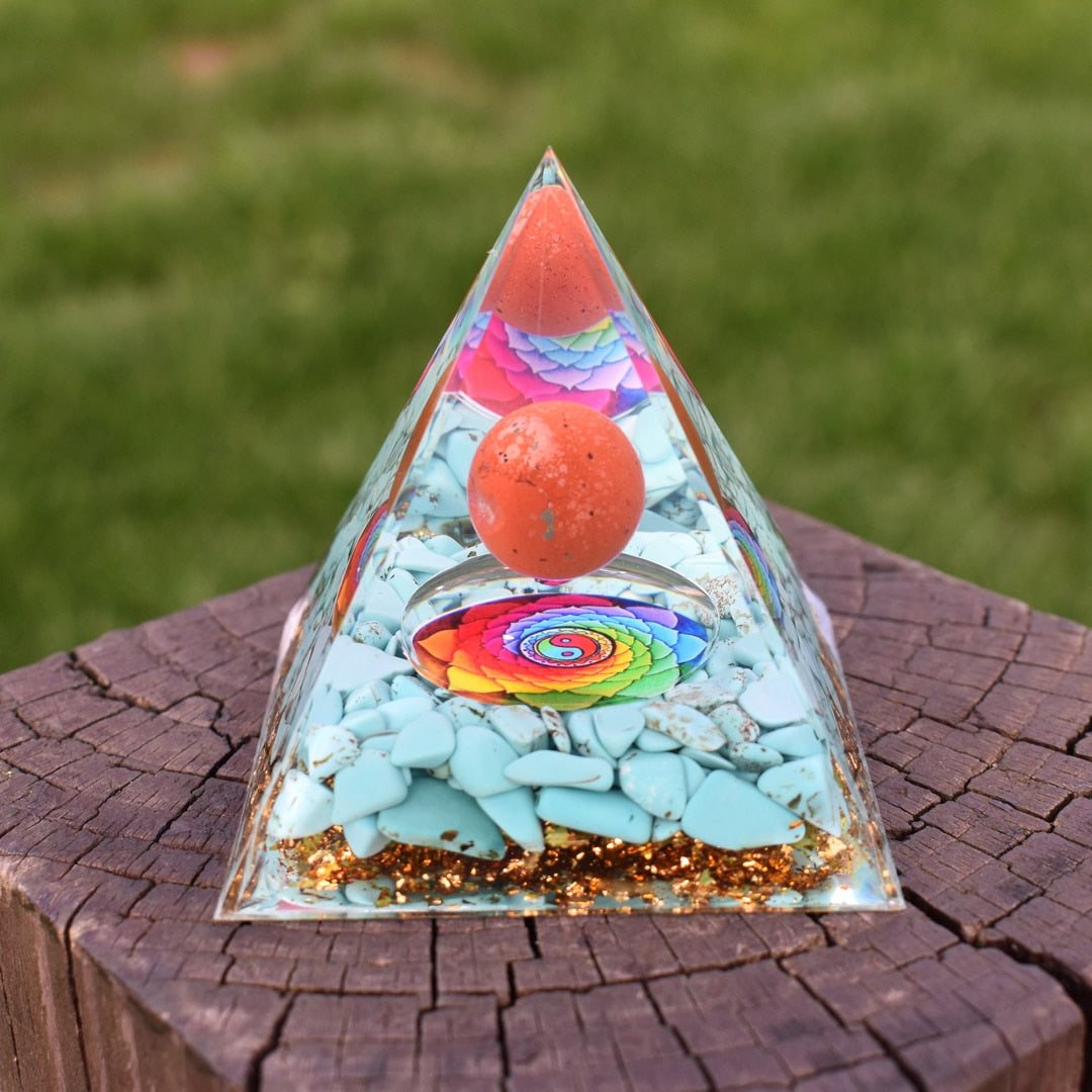 6cm orgone pirâmide obsidiana e lapis lazuli cura cristal energia