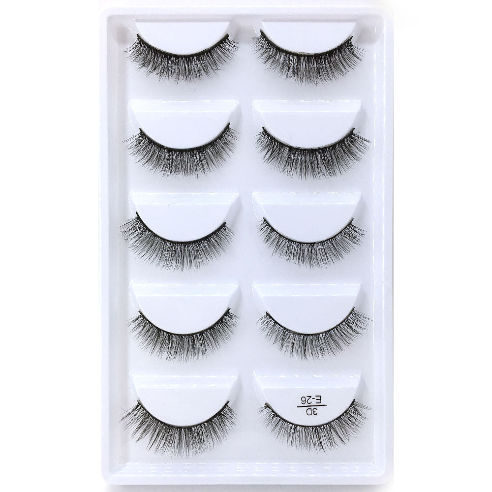 Novo 5 pares artesanal 3d vison cílios curtos cílios postiços cruz desarrumado densa natural cílios de olho estágio maquiagem cílios postiços