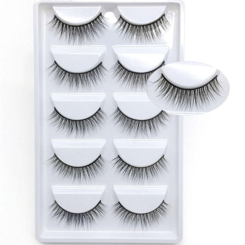 Novo 5 pares artesanal 3d vison cílios curtos cílios postiços cruz desarrumado densa natural cílios de olho estágio maquiagem cílios postiços