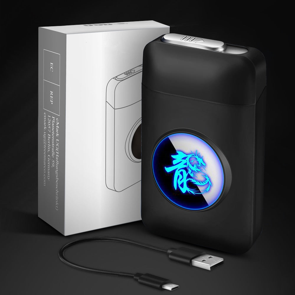 Cigarro case de carregamento usb mais leve, 19pcs mais isqueiro elétrico