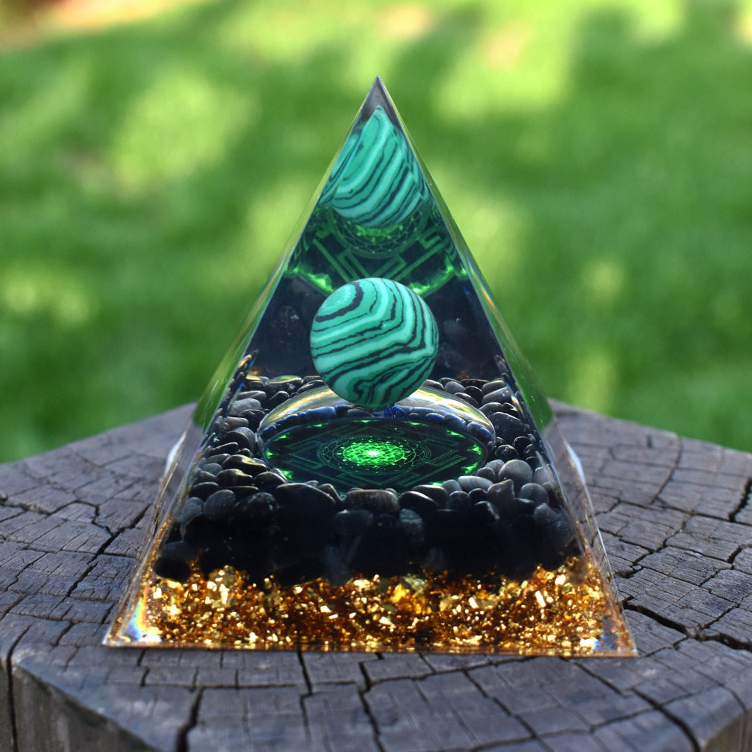 6cm orgone pirâmide obsidiana e lapis lazuli cura cristal energia