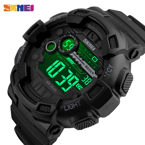 SKMEI Homens Esportes Relógios 50 M À Prova D' Água Back Light Tempo de Choque Duplo