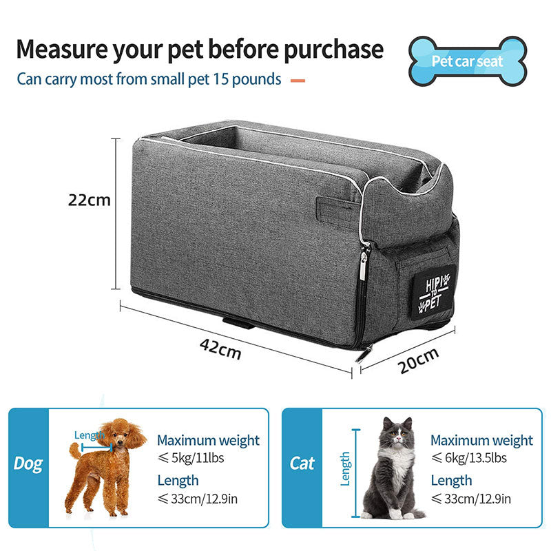 Portátil gato cão cama de viagem controle central segurança do carro pet assento