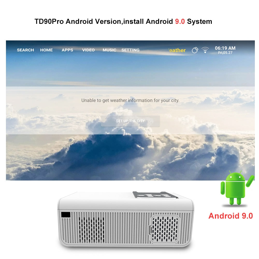 Thundeal td90 pro ful hd projetor mini led android wifi td90pro nativo 1080p projetor de vídeo cinema em casa filme 3d led proyector mini projetor portátil projetor 1080p full hd