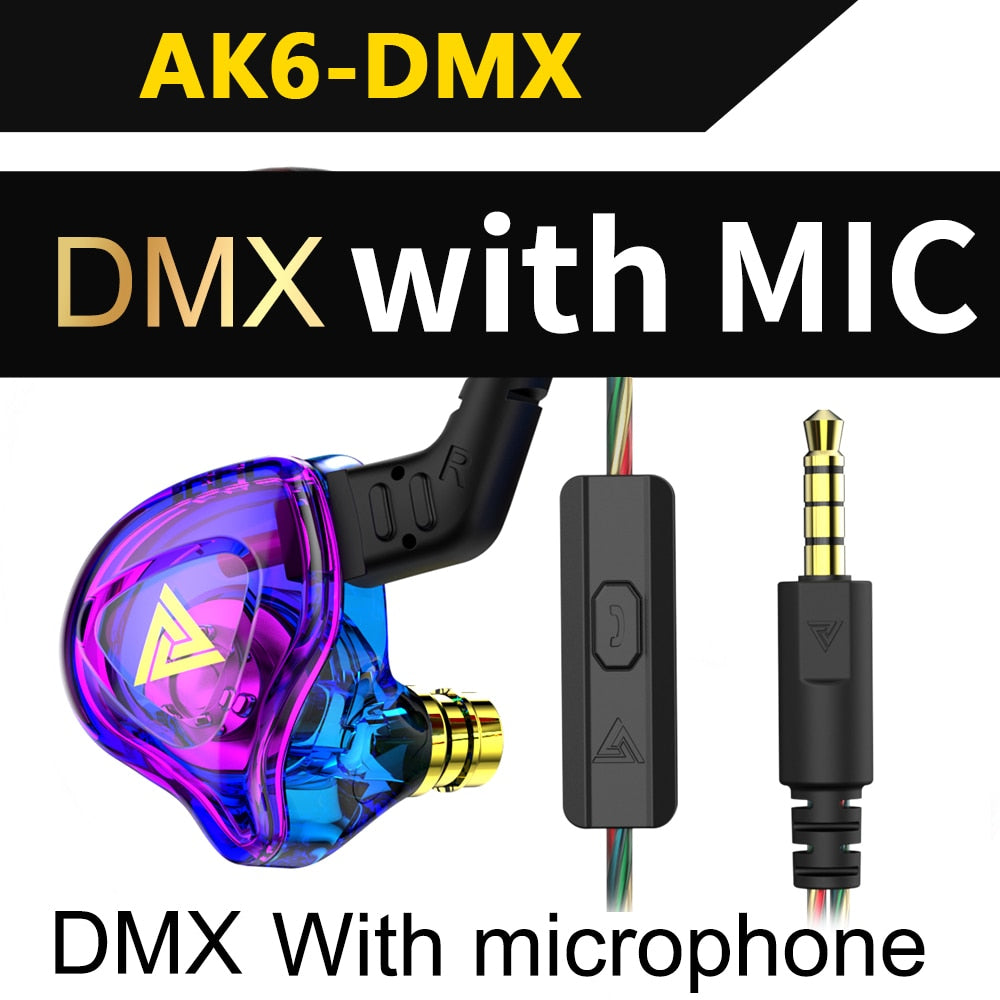 Original qkz ak6 cobre motorista hifi com fio fone de ouvido esporte
