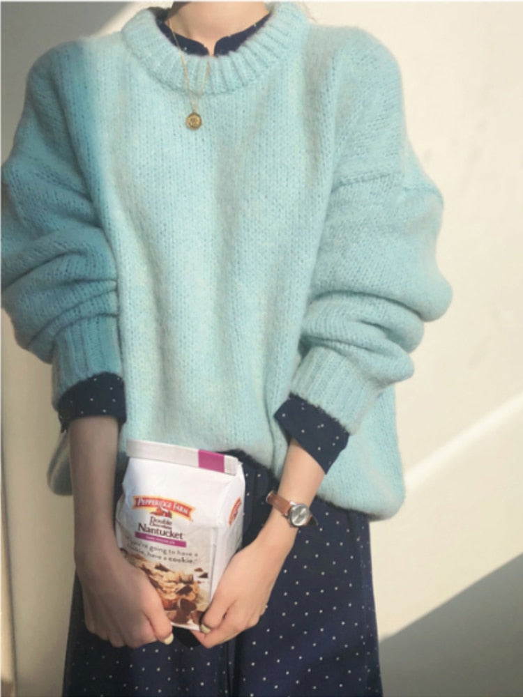 Blusa de frio feminina, blusa confortável para inverno tricô manga longa