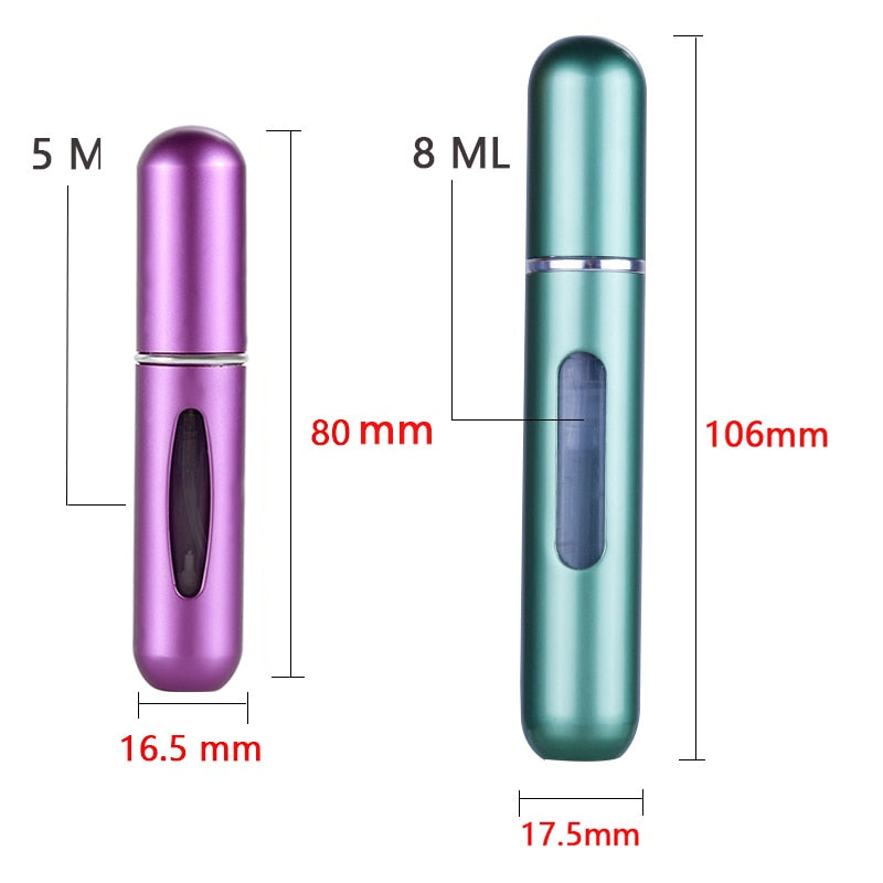 5ml/8ml mini pequeno perfume recarregável garrafa atomizador de alumínio portátil