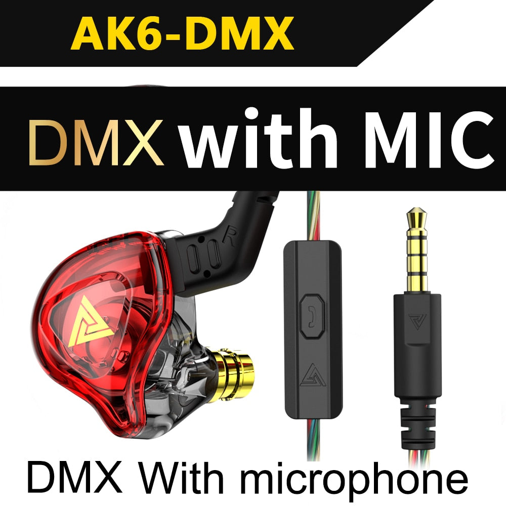 Original qkz ak6 cobre motorista hifi com fio fone de ouvido esporte