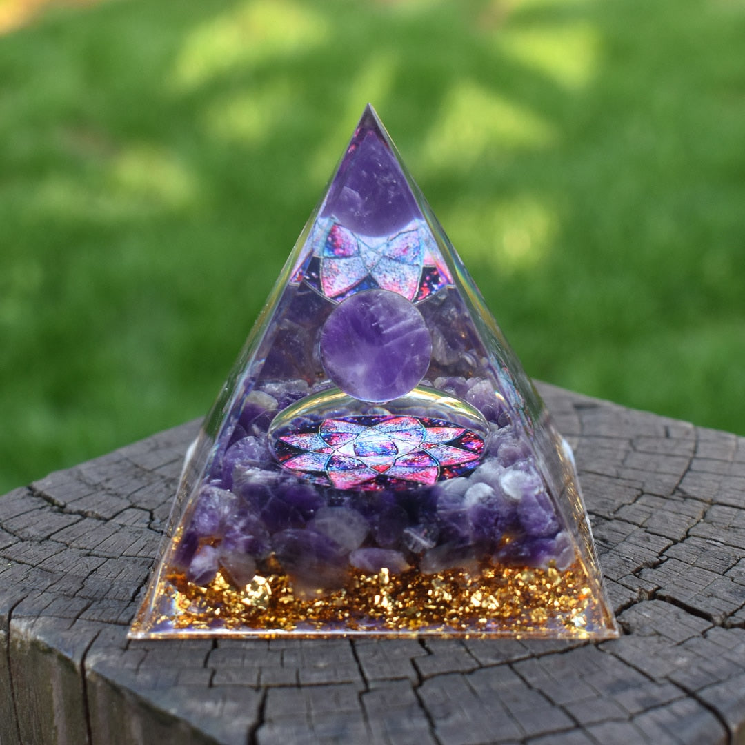 6cm orgone pirâmide obsidiana e lapis lazuli cura cristal energia