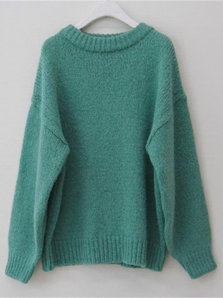Blusa de frio feminina, blusa confortável para inverno tricô manga longa