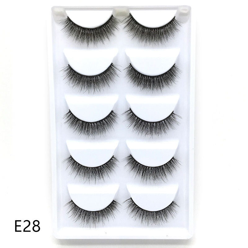 Novo 5 pares artesanal 3d vison cílios curtos cílios postiços cruz desarrumado densa natural cílios de olho estágio maquiagem cílios postiços