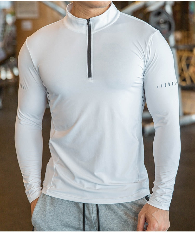 camiseta de fitness apertado manga longa camisa esporte treinamento ginásio jogging sportswear de secagem rápida