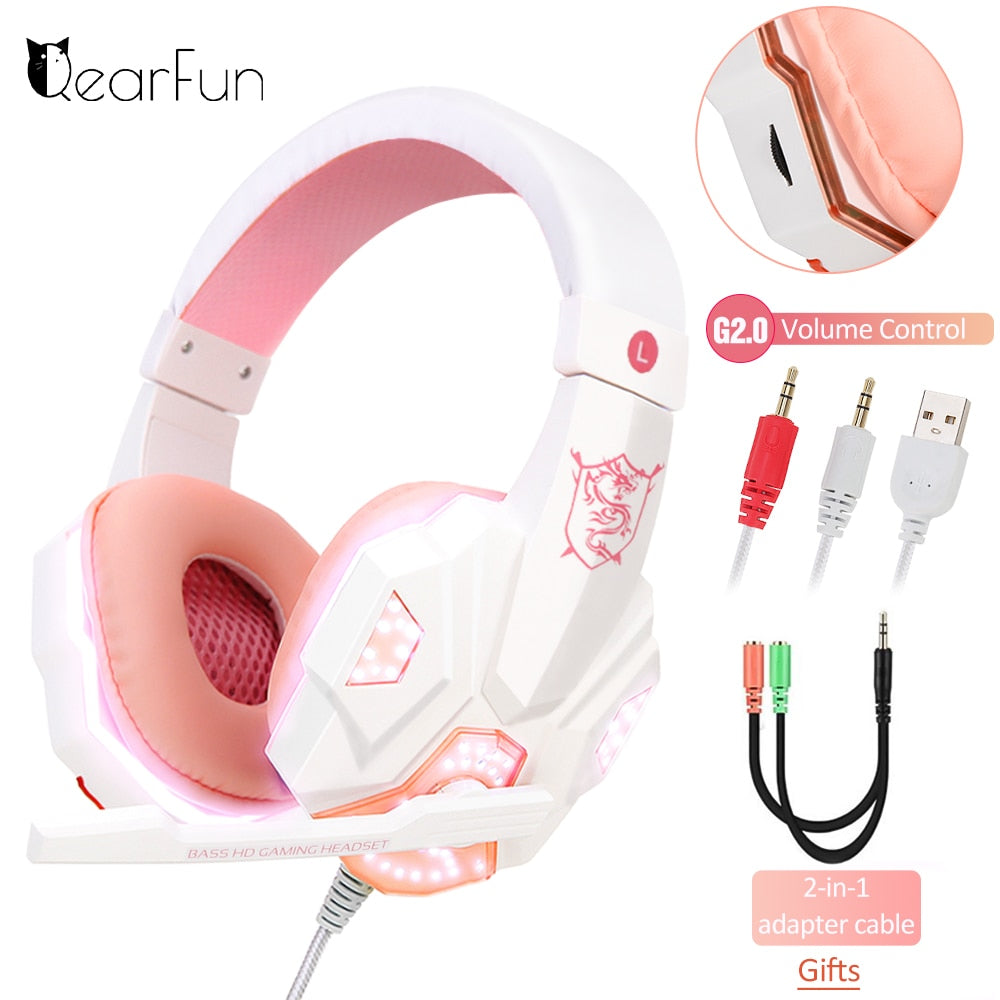 fone gamer Profissional auriculares gamer luz led gaming fones de ouvido gamer para computador ps4 ajustável