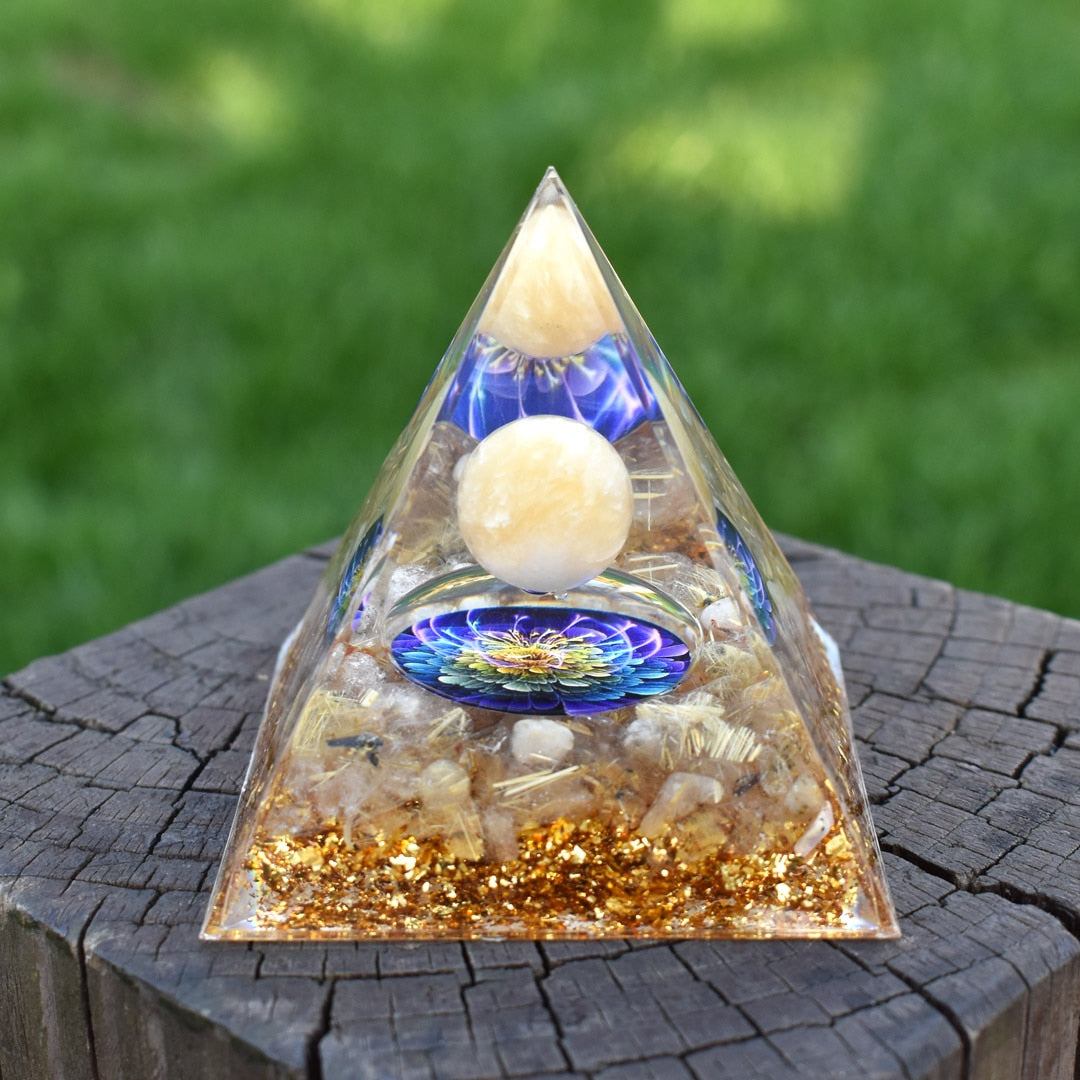 6cm orgone pirâmide obsidiana e lapis lazuli cura cristal energia