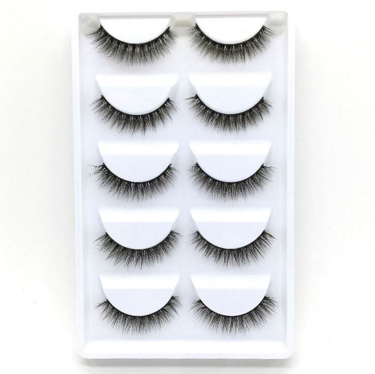 Novo 5 pares artesanal 3d vison cílios curtos cílios postiços cruz desarrumado densa natural cílios de olho estágio maquiagem cílios postiços