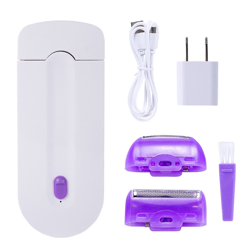 Profissional kit de remoção do cabelo indolor toque a laser depilador usb recarregável feminino