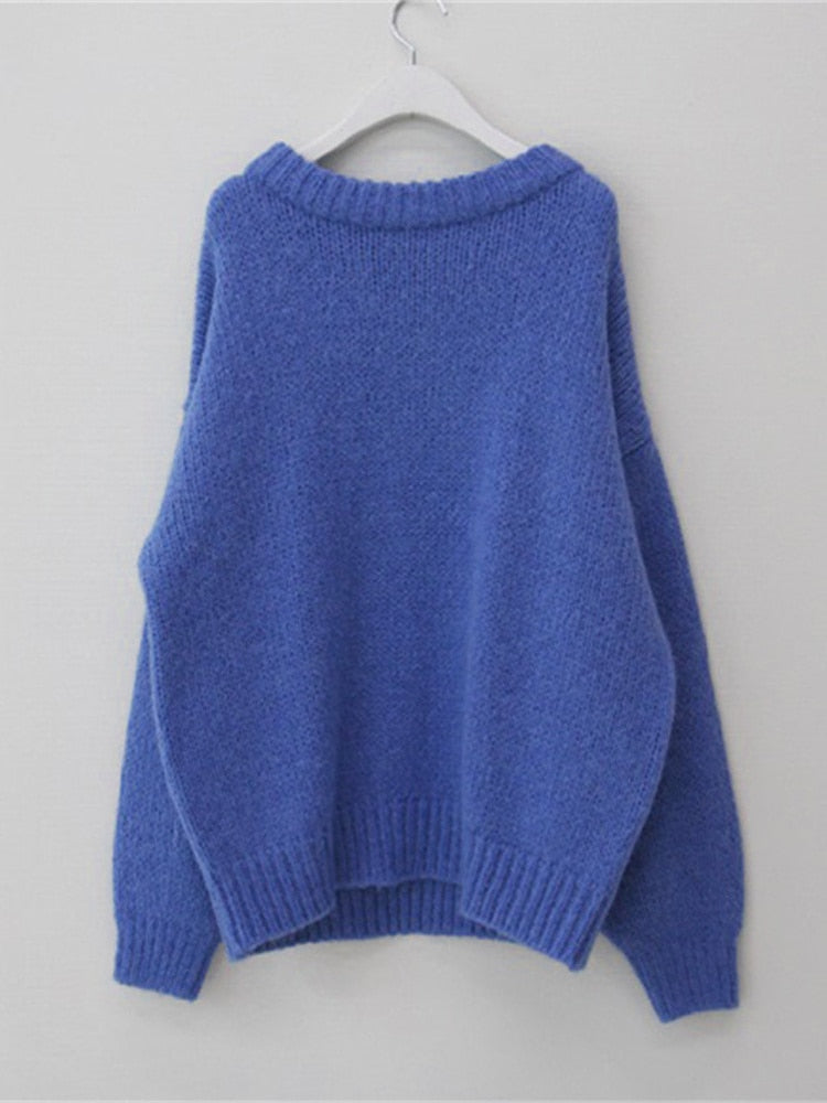 Blusa de frio feminina, blusa confortável para inverno tricô manga longa