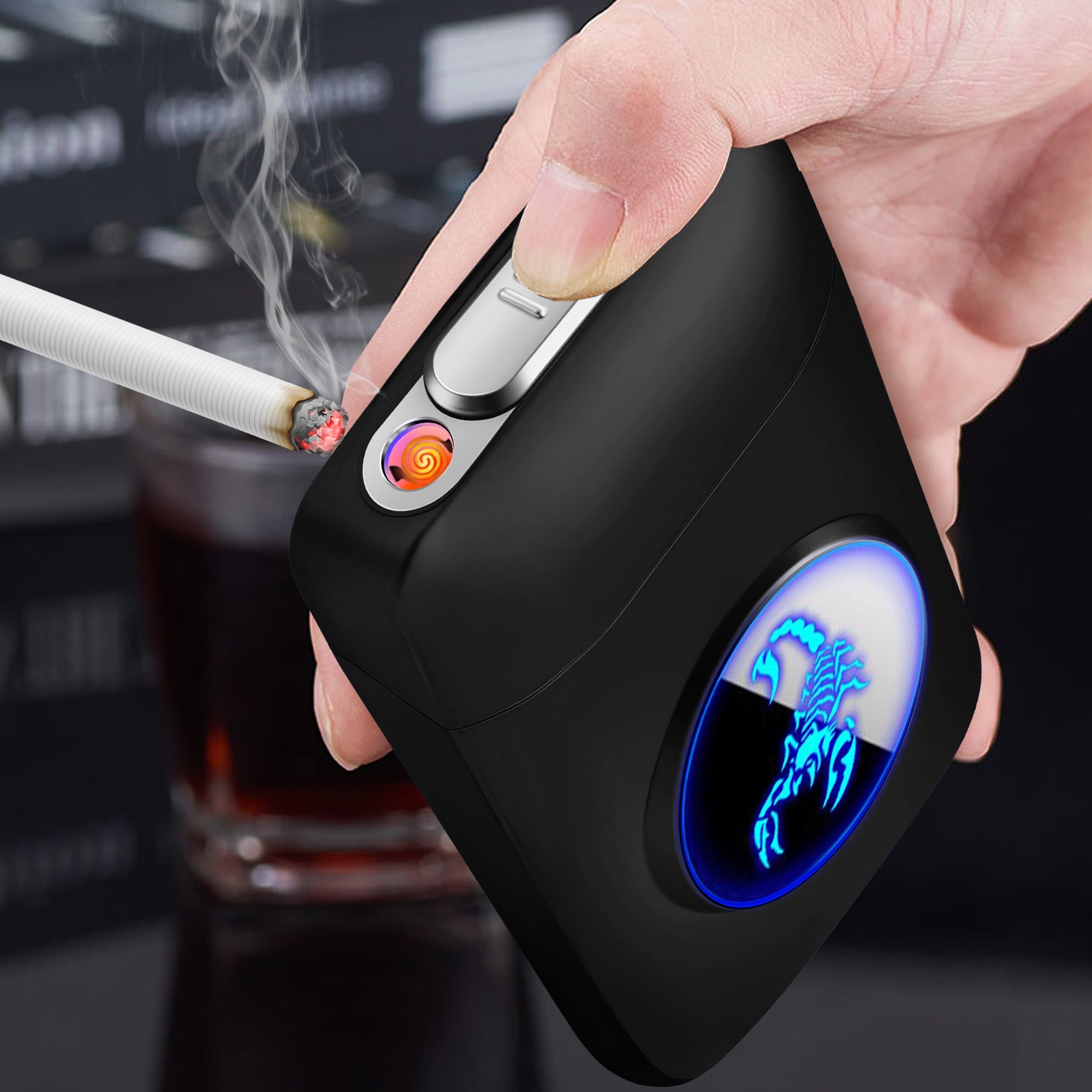 Cigarro case de carregamento usb mais leve, 19pcs mais isqueiro elétrico