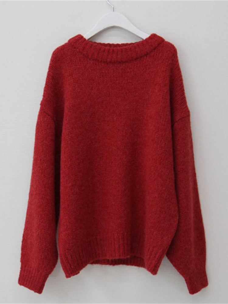 Blusa de frio feminina, blusa confortável para inverno tricô manga longa