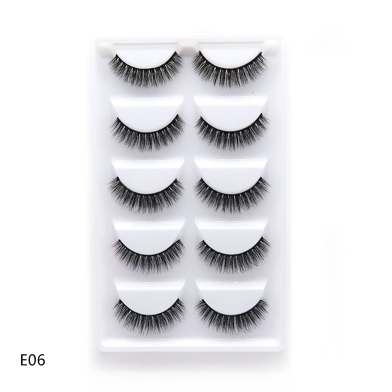 Novo 5 pares artesanal 3d vison cílios curtos cílios postiços cruz desarrumado densa natural cílios de olho estágio maquiagem cílios postiços