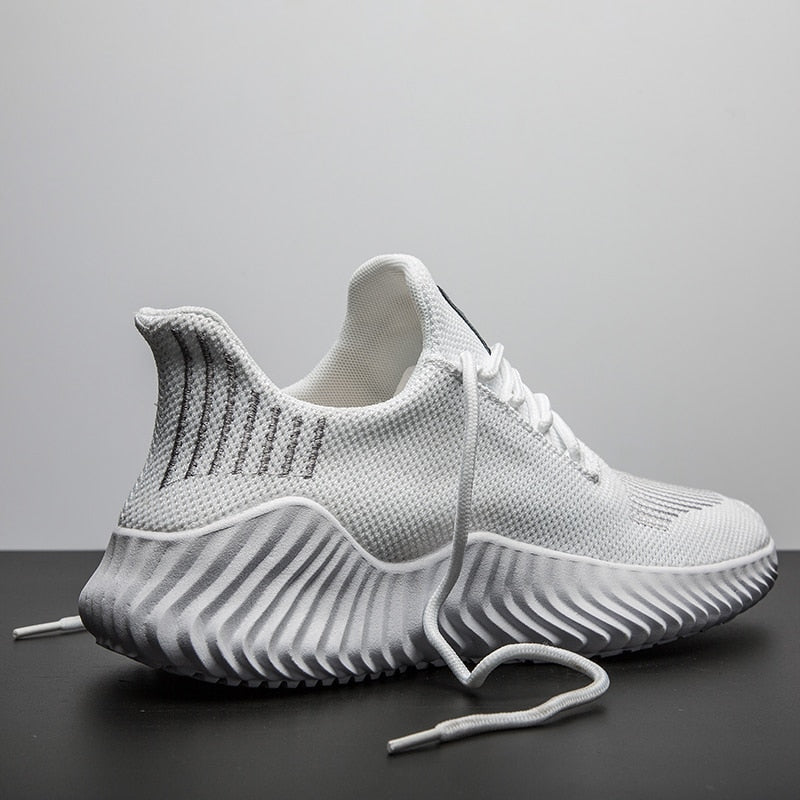 sapatos respirável malha branca tênis masculino