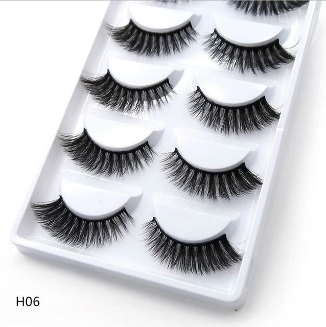 Novo 5 pares artesanal 3d vison cílios curtos cílios postiços cruz desarrumado densa natural cílios de olho estágio maquiagem cílios postiços